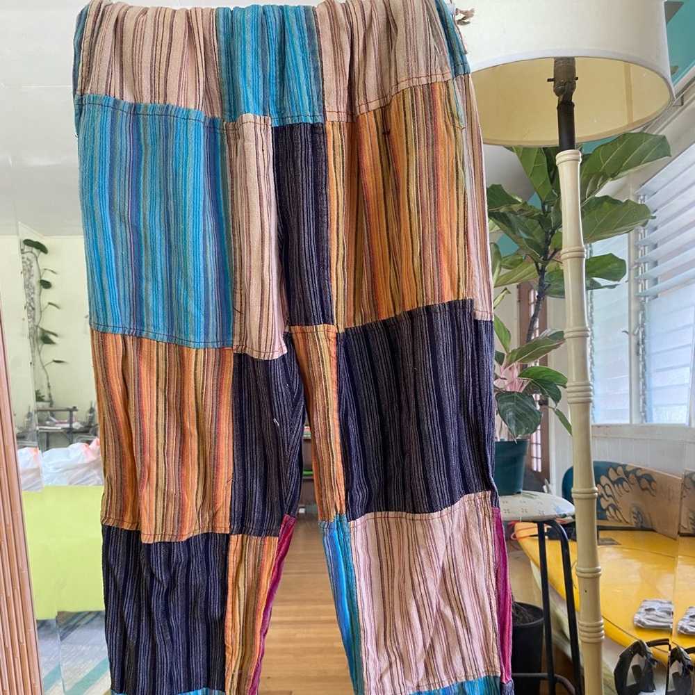 Cotton patch boho pants